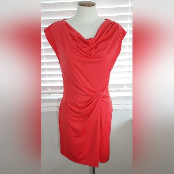 W118 By Walter Baker Coral "Hana" Knotted Waist Dress NWT - Picture 1 of 6